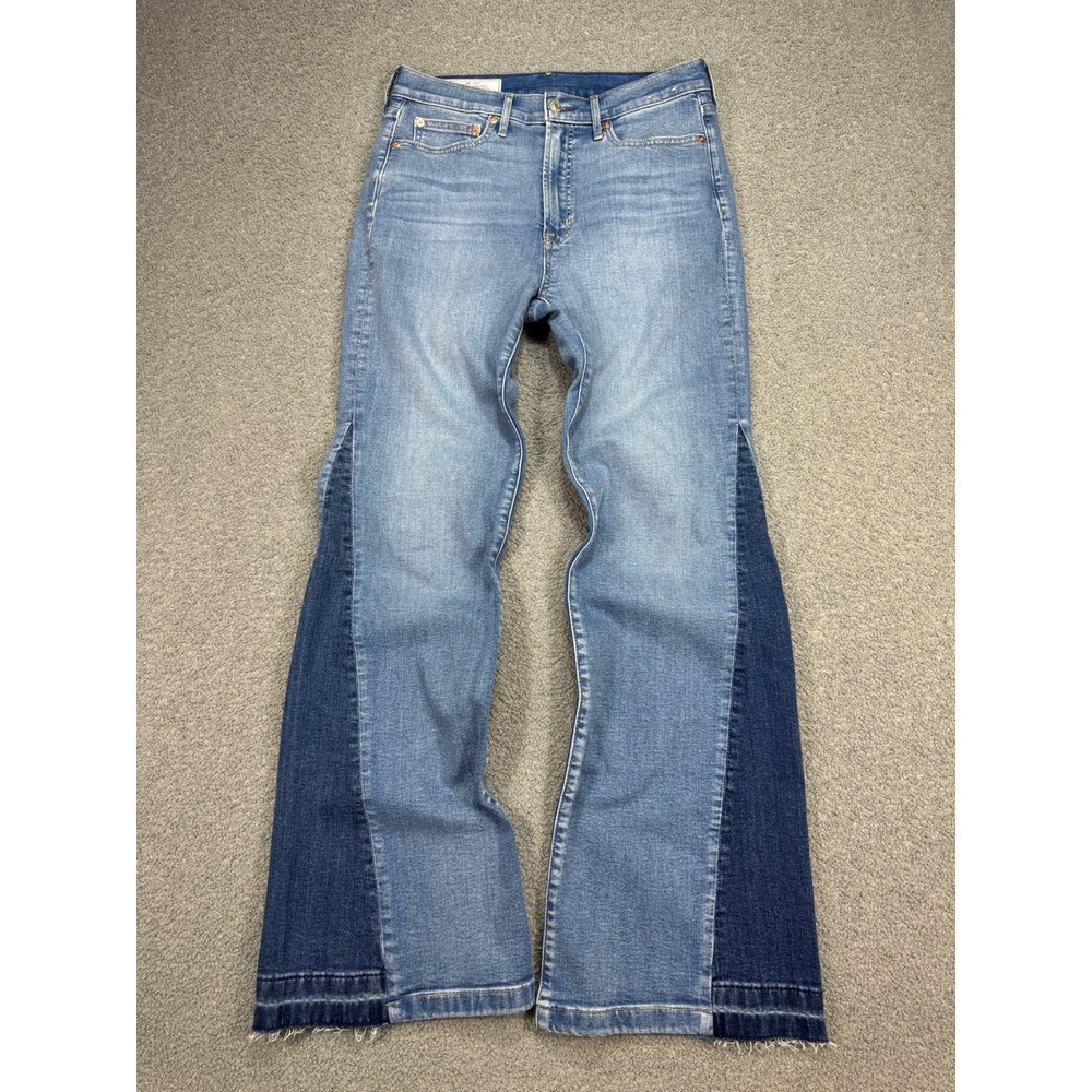 Y2K Gap Jeans Women's 8/29 Blue Medium Wash 70s Flare High Rise Two Tone Panel